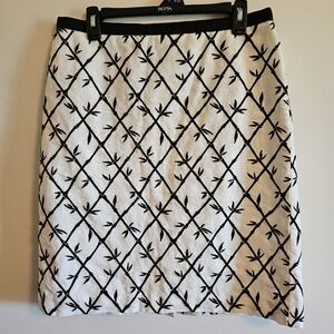 Talbots Black and White Bamboo Linen Patterned Women's Size 12 Skirt